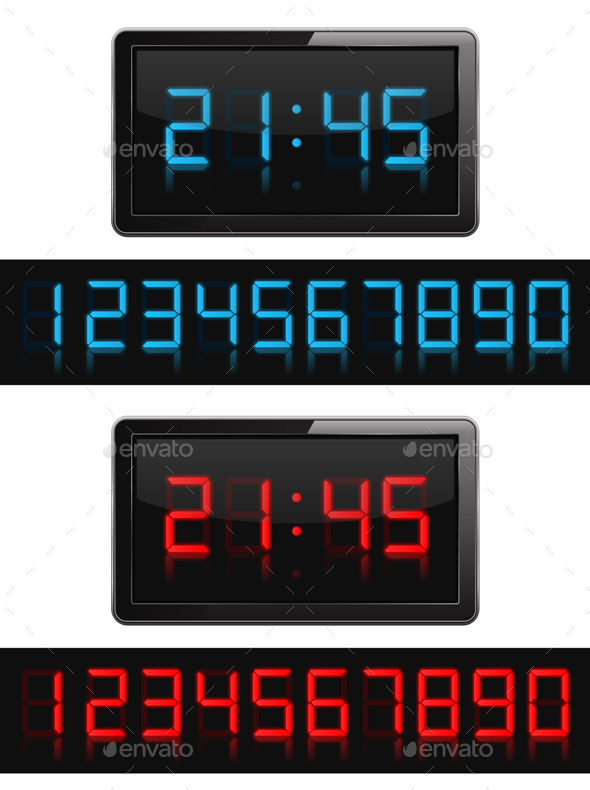 Digital Clock and Numbers - Man-made Objects Objects