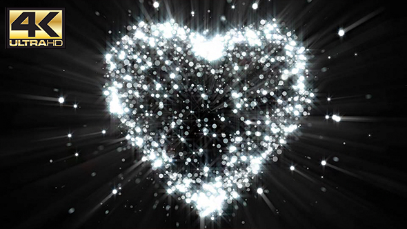 Abstract Dark Silver Glitter Particle Heart Background 4K