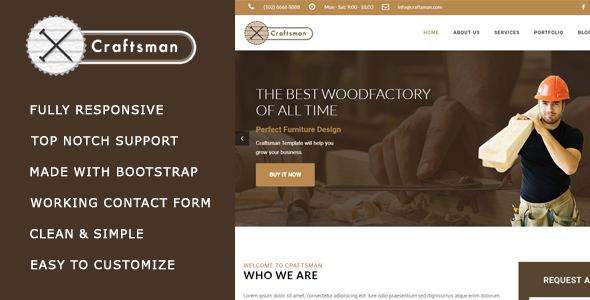 Super Craftsman - Carpentry/Woodwork HTML Template