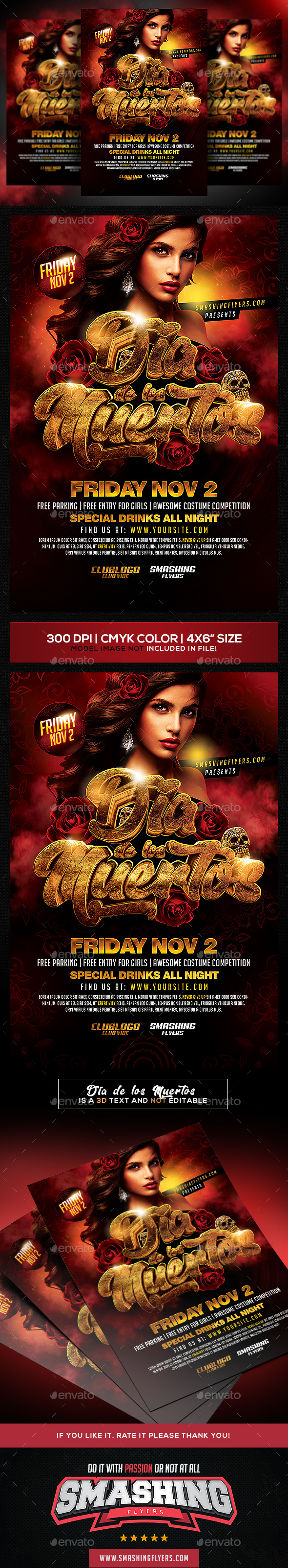 Dia de los Muertos Flyer Template - Clubs & Parties Events