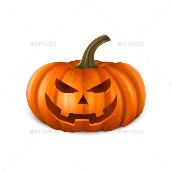 Realistic Pumpkin Head Jack Lantern Icon Closeup