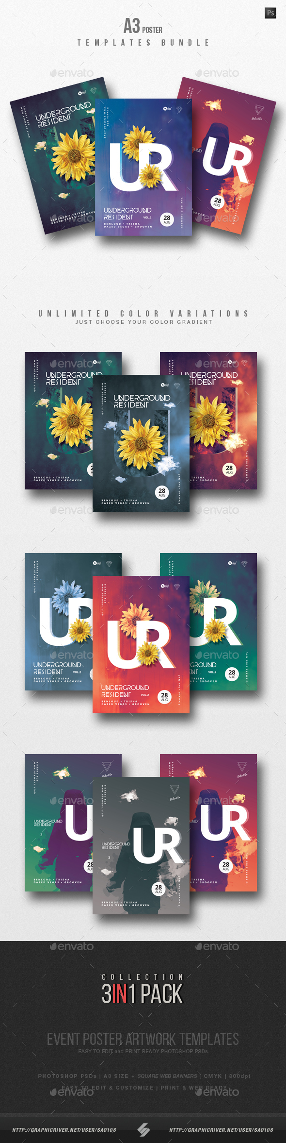 GraphicRiver Underground Resident Trilogy Party Flyer Poster Templates Bundle 20822575 GraphicRiver Underground Resident Trilogy Party Flyer Poster Templates Bundle 20822575