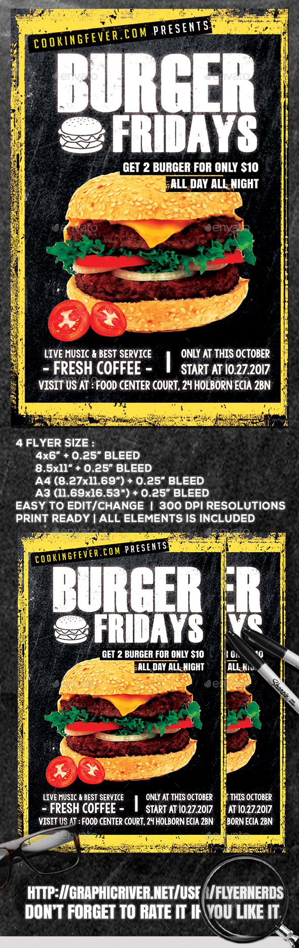 Burger Fridays Flyer Template - Restaurant Flyers