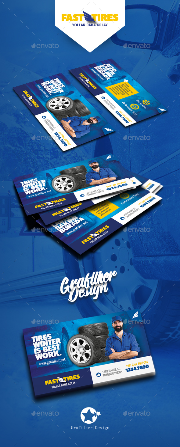 GraphicRiver Auto Tires Business Card Templates 20823291