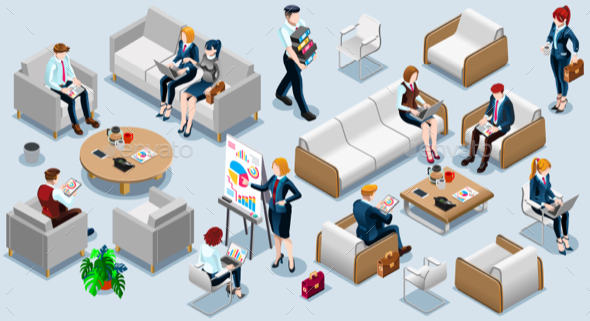 Isometric People Financial 3D Icon Set Vector Illustration - Vectors