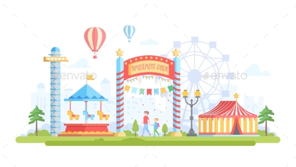 GraphicRiver City with Amusement Park Modern Flat Design 20823448 GraphicRiver City with Amusement Park Modern Flat Design 20823448