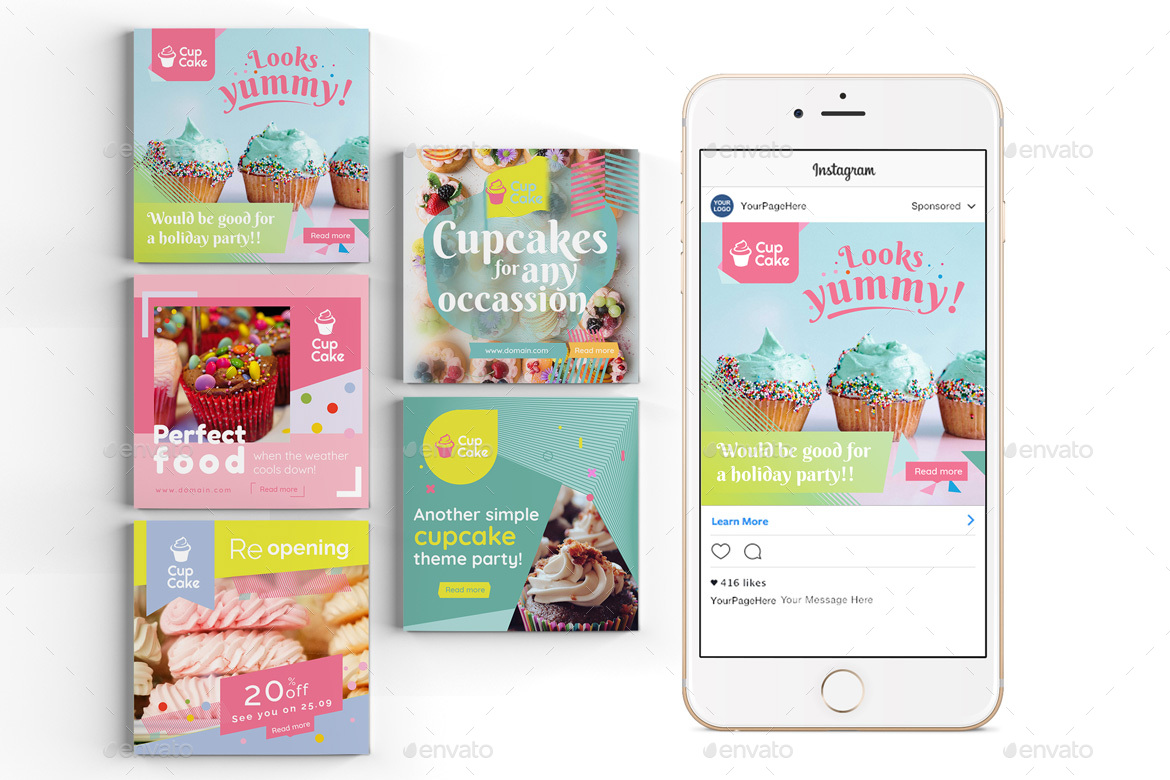 10 Instagram Post Banner-cupcake, Web Elements 