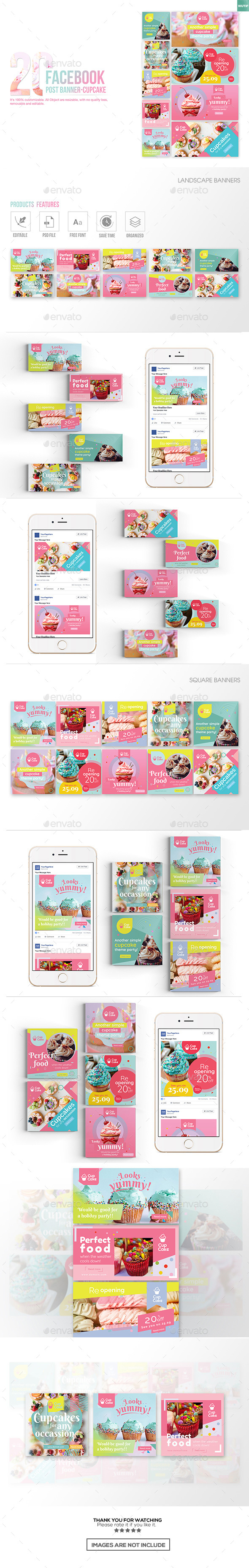 20 Facebook Post Banner - Cupcake - Miscellaneous Social Media