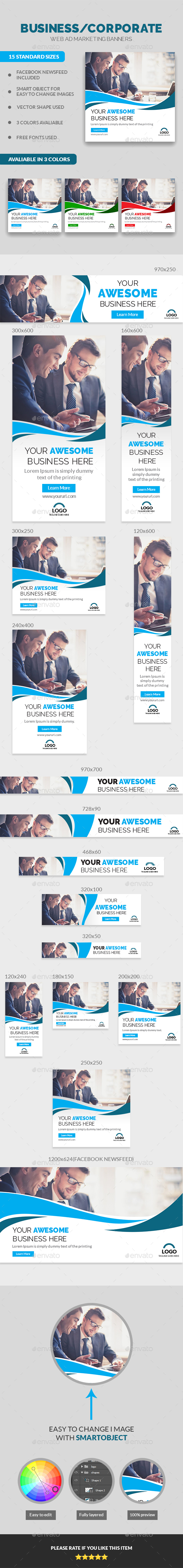 Multipurpose Corporate Business Banners - Banners & Ads Web Elements