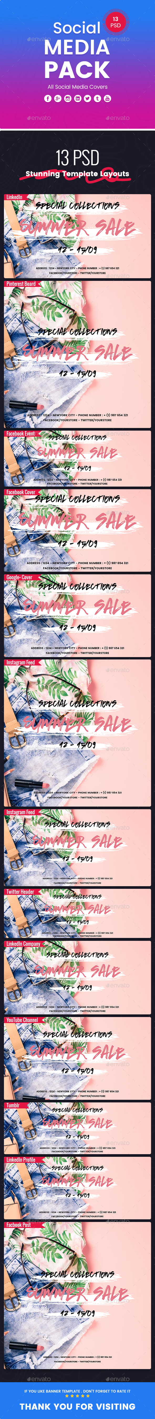 Summer Sale - Social Media Pack - Social Media Web Elements