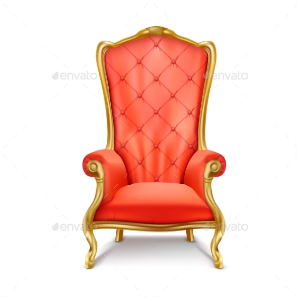 Luxurious Royal Red Throne Realistic Vector - Man-made Objects Objects