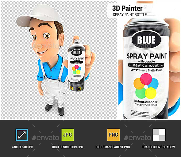 GraphicRiver 3D Painter Holding Spray Paint Bottle 20825296 GraphicRiver 3D Painter Holding Spray Paint Bottle 20825296