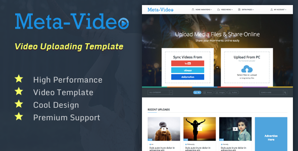 Great Meta Video | Photo/Video/Audio Uploading Social HTML Template