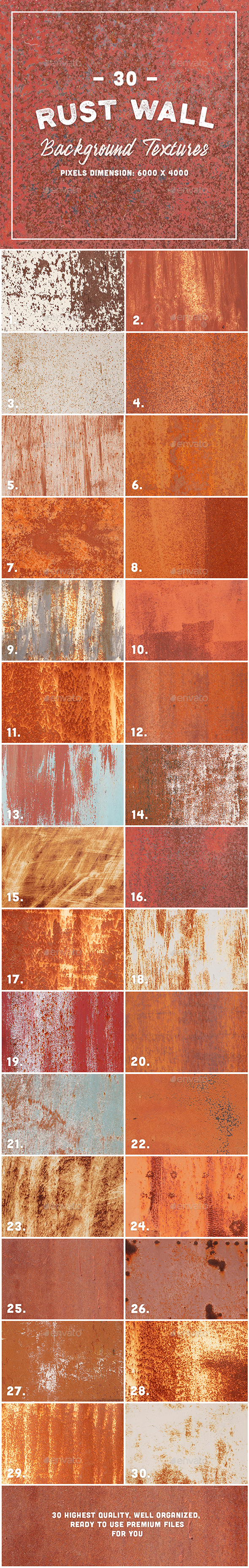 30 Rust Wall Background Textures - Metal Textures