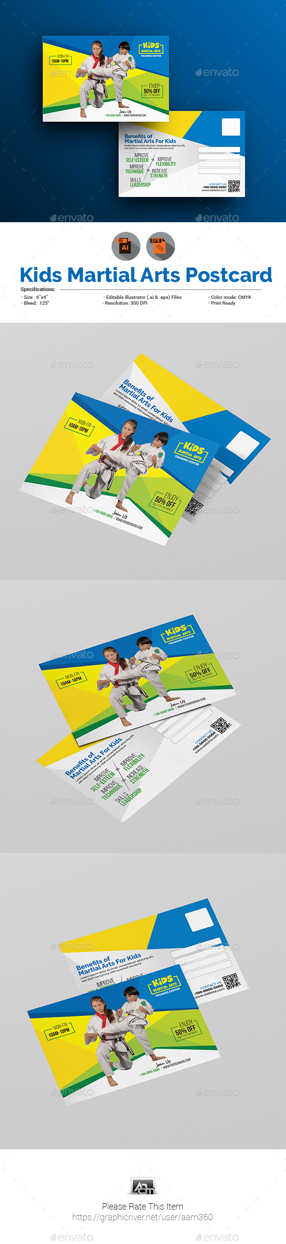 GraphicRiver Kids Martial Arts Training Center Postcard Template 20826949 GraphicRiver Kids Martial Arts Training Center Postcard Template 20826949