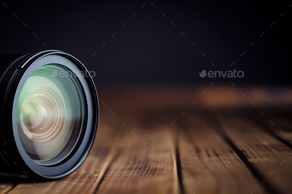 Camera lens with reflections. - Stock Photo - Images