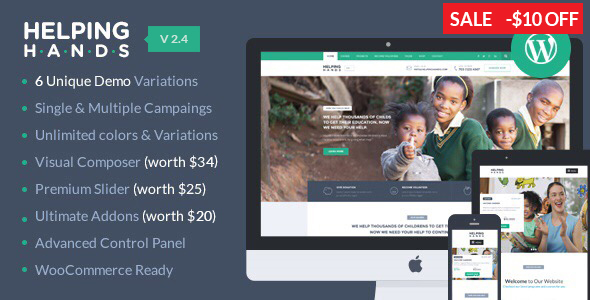 HelpingHands - Charity, Fundraising, Church, NGO, Non Profit WordPress Theme - Charity Nonprofit