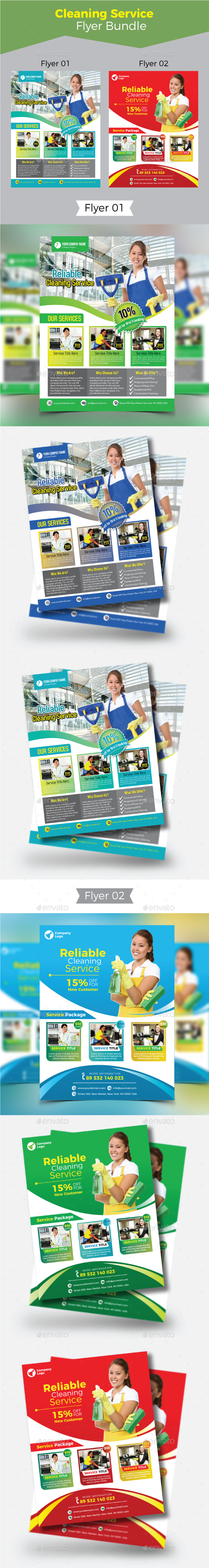 Cleaning Service Flyer Bundle - Commerce Flyers