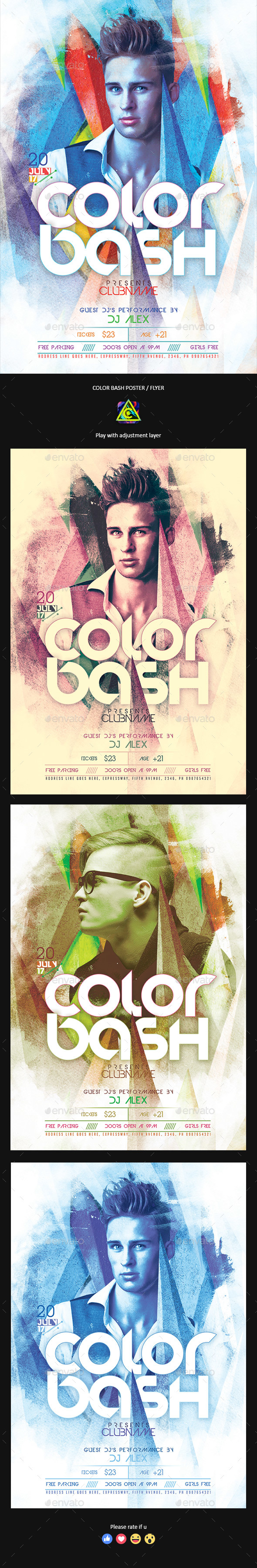 Color Bash Party Poster / Flyer - Clubs & Parties Events