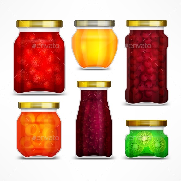 Natural Fruit Jam Preserves Jars