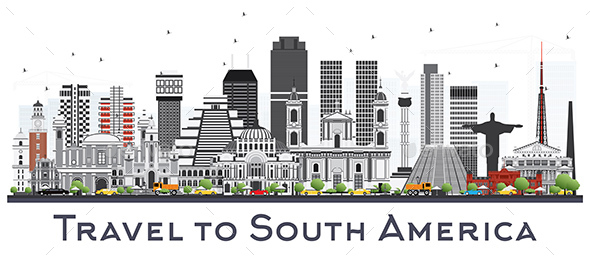 GraphicRiver South America Skyline with Famous Landmarks Isolated on White Background 20828519 GraphicRiver South America Skyline with Famous Landmarks Isolated on White Background 20828519