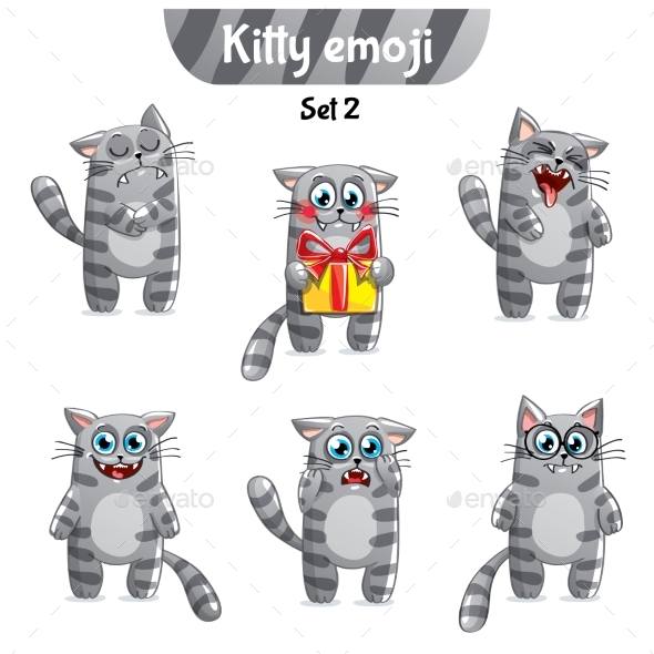 Vector Set of Tabby Cat Characters. Set 2 - Miscellaneous Vectors