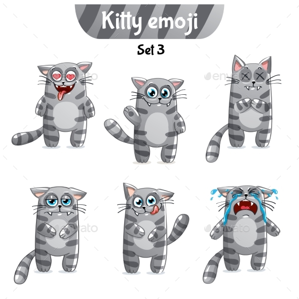 Vector Set of Tabby Cat Characters. Set 3 - Miscellaneous Vectors