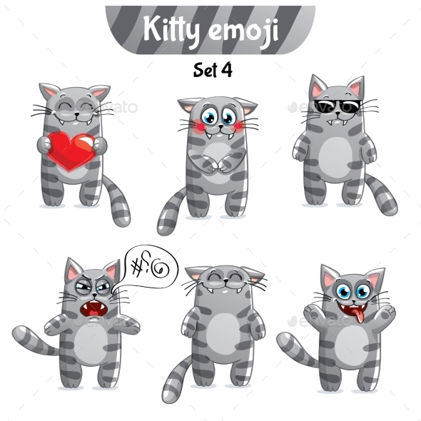 Vector Set of Tabby Cat Characters. Set 4 - Miscellaneous Vectors