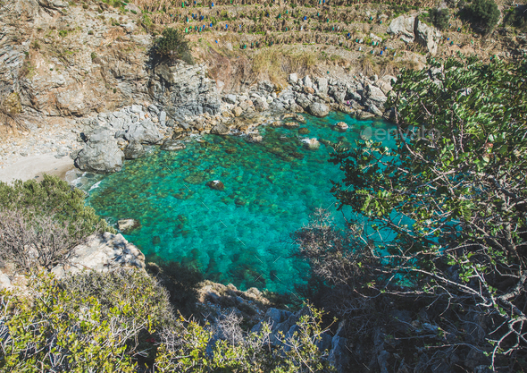 Scenic view of beautiful sea lagoon with turquoise water, Turkey - Stock Photo - Images