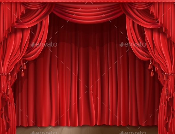 Stage Curtain Realistic Vector - Borders Decorative