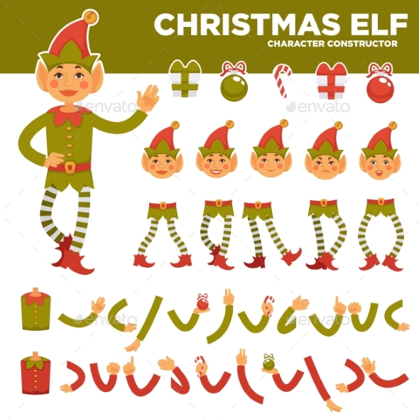 Christmas Elf Character Constructor with Body - Seasons/Holidays Conceptual