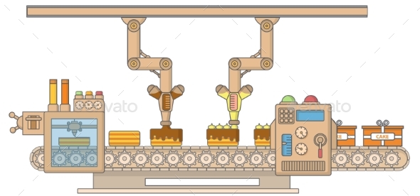 Cake Printing Machine Concept Vector Illustration - Food Objects