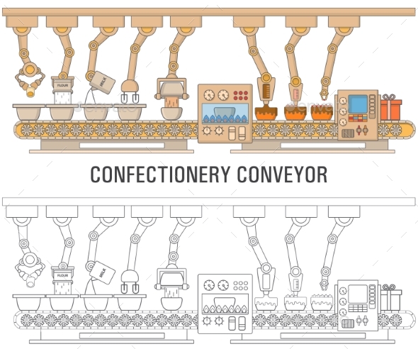 Cake Printing Machine Concept Vector Illustration - Food Objects