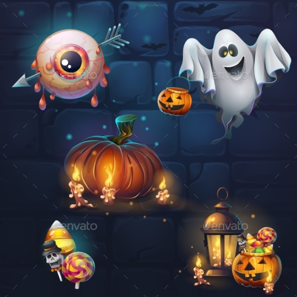 Set of Different Items for Game User Interface - Halloween Seasons/Holidays