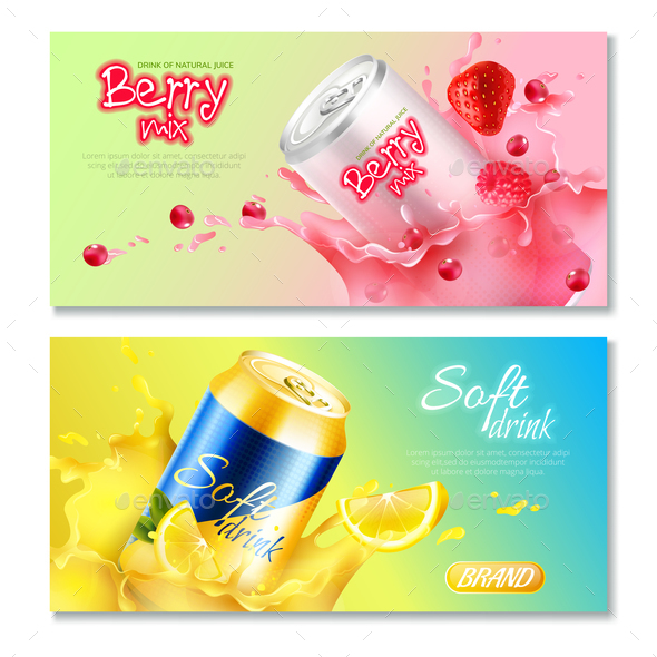 GraphicRiver Aluminum Cans Drinks Horizontal Banner Set 20830453