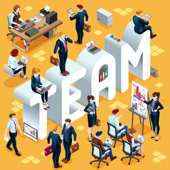 Team Isometric People Icon 3D Set Vector Illustration - Vectors