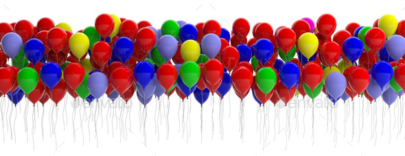 Colorful balloons on white background. 3d illustration Stock Photo by rawf8