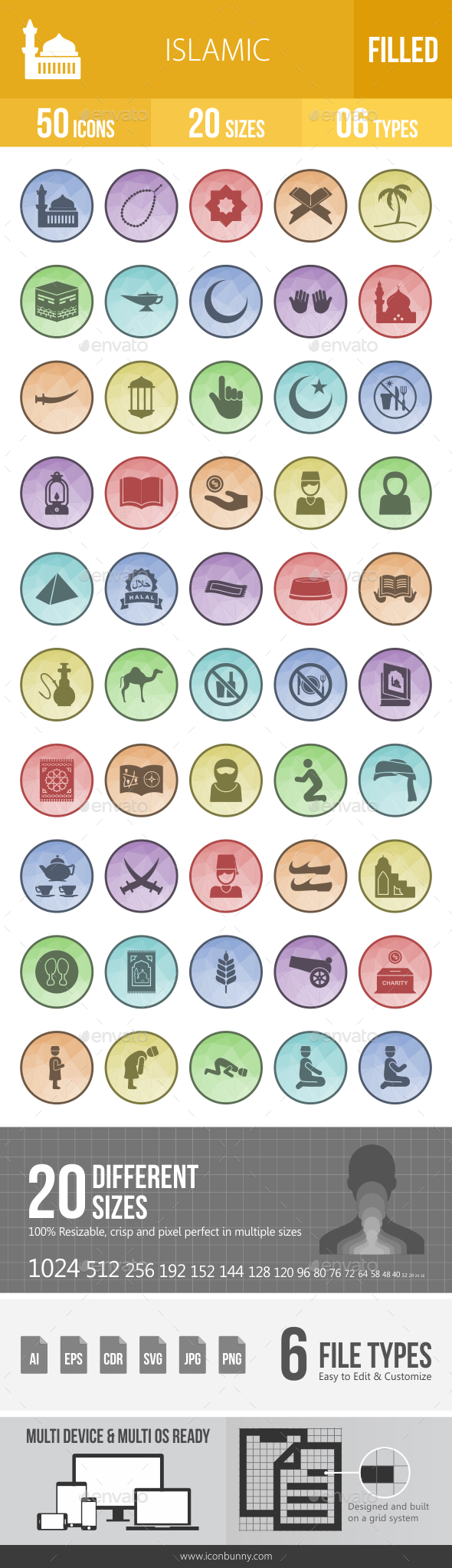 GraphicRiver Islamic Filled Low Poly B G Icons 20835377