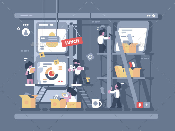 Team Work on Design and Programming - People Characters