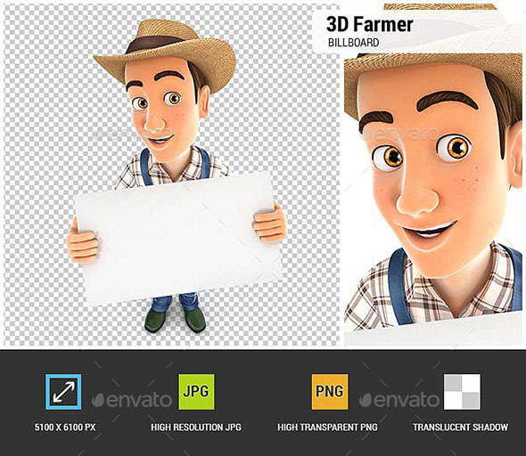 GraphicRiver 3D Farmer Holding a Billboard 20837028 GraphicRiver 3D Farmer Holding a Billboard 20837028