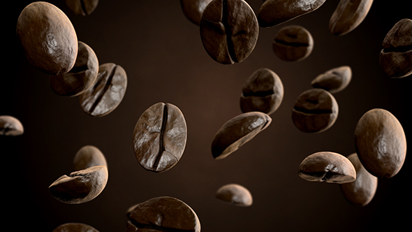 Roasted Coffee Beans Falling Down