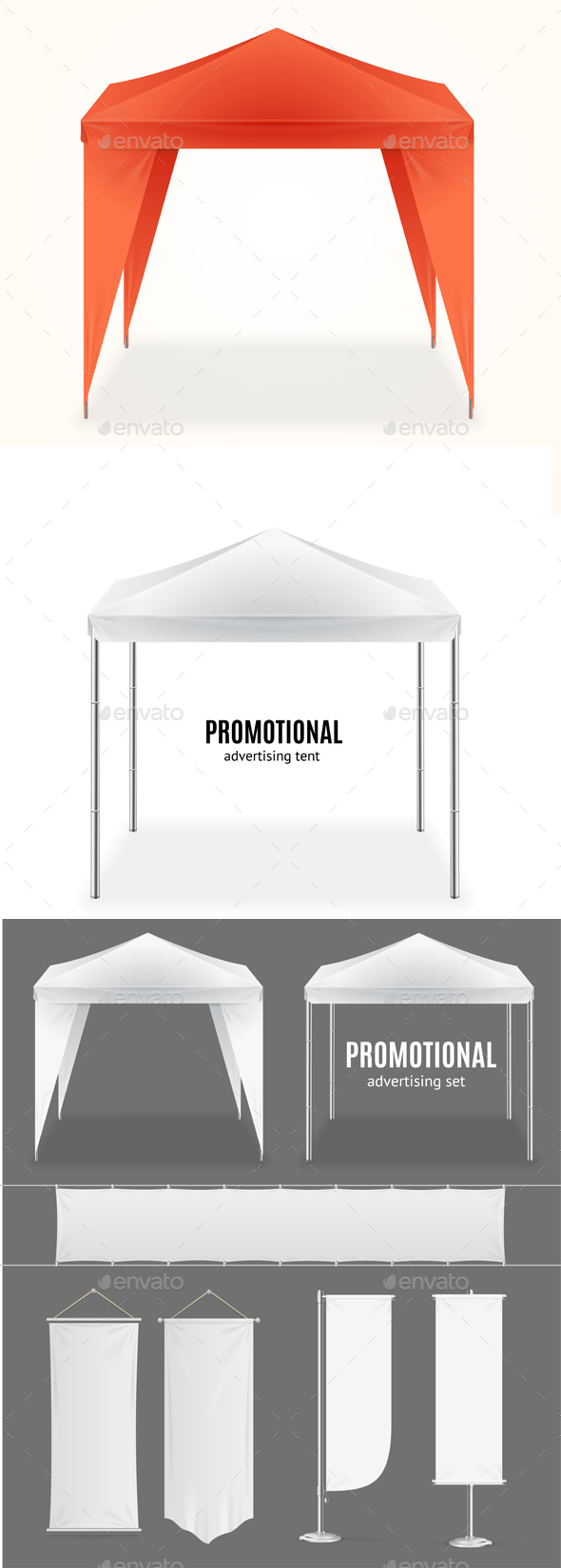 Realistic Promotional Advertising Set - Man-made Objects Objects
