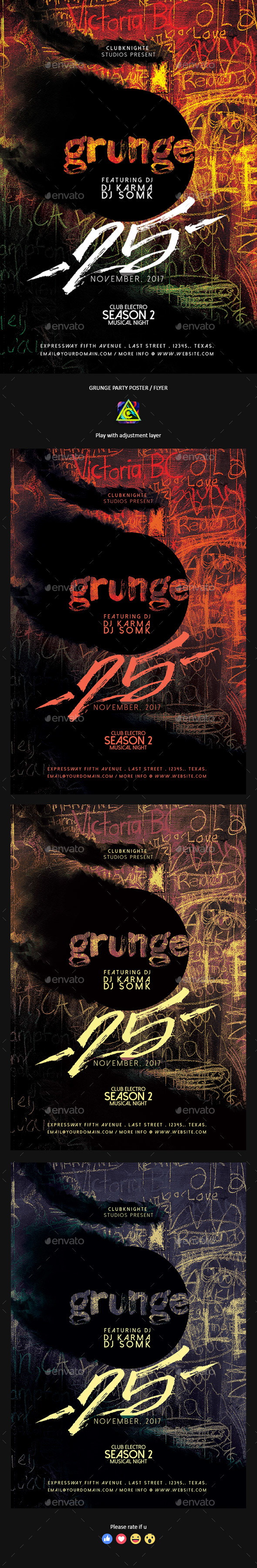 Grunge Party Poster / Flyer - Clubs & Parties Events