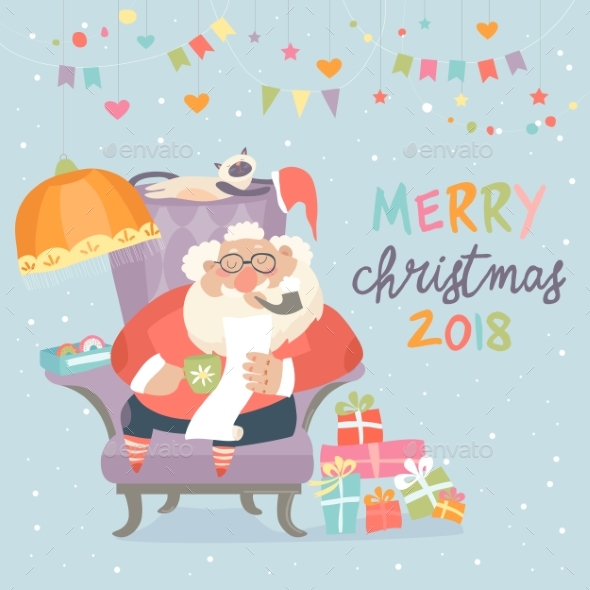 GraphicRiver Santa Claus Sitting in Armchair and Reading Letter 20838022