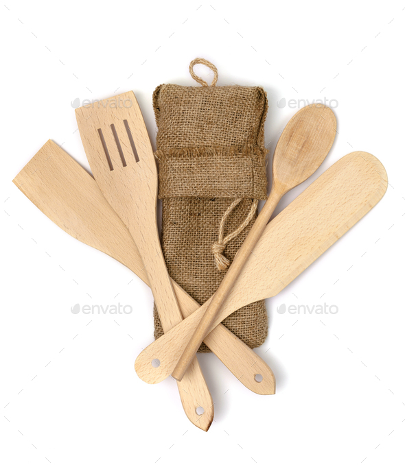 Wooden Kitchen Utensils Isolated On White Background Stock Photo By Vlad Star