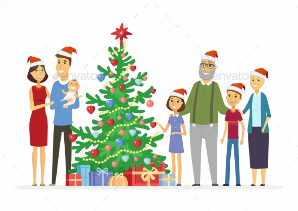 GraphicRiver Happy Family Celebrates Christmas Cartoon People 20838467 GraphicRiver Happy Family Celebrates Christmas Cartoon People 20838467