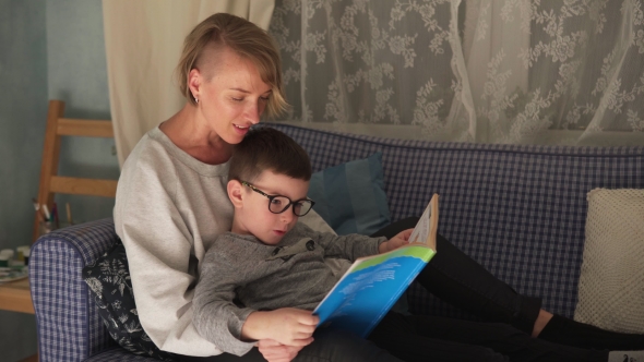 Mother and Son Reading a Book