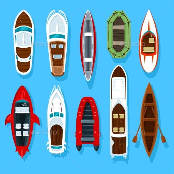 Fisherman Boats and Wooden Sailboat with Paddles - Man-made Objects Objects