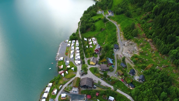 Beautiful Nature Norway Aerial View of the Campsite To Relax., Stock ...