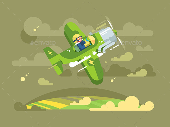 GraphicRiver Pilot Flying on Airplane in Sky 20840195